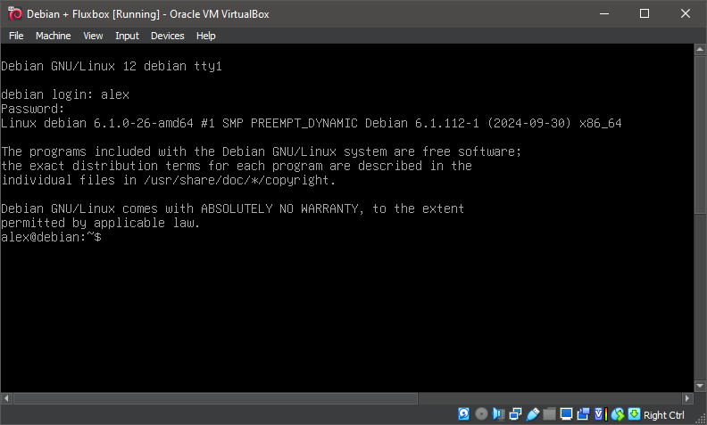 Boot the system -- Logged In